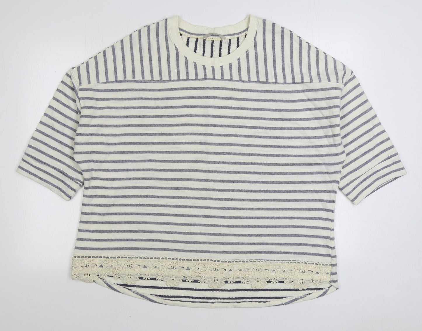 George Womens White Striped Polyester Pullover Sweatshirt Size 22 Pullover
