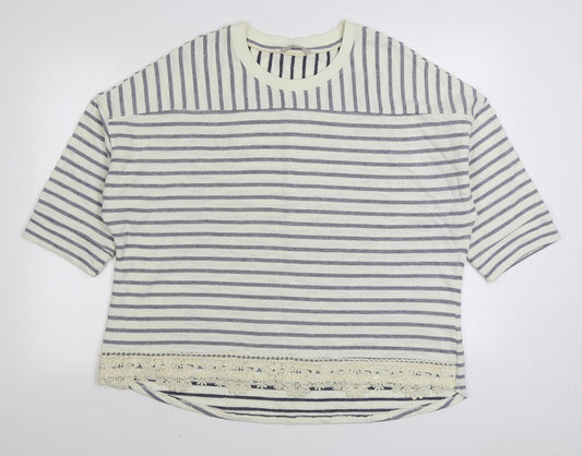 George Womens White Striped Polyester Pullover Sweatshirt Size 22 Pullover