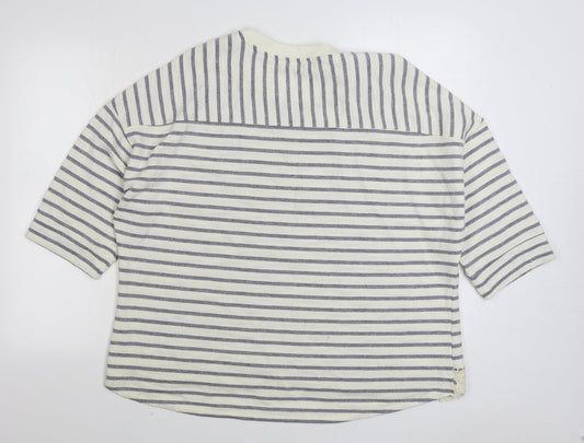 George Womens White Striped Polyester Pullover Sweatshirt Size 22 Pullover