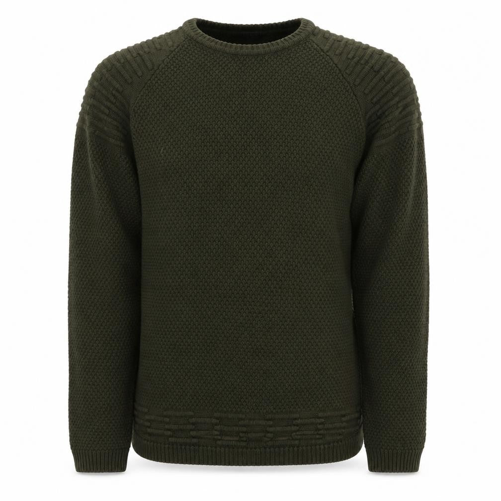 PEP&CO Mens Green Round Neck Acrylic Pullover Jumper Size S