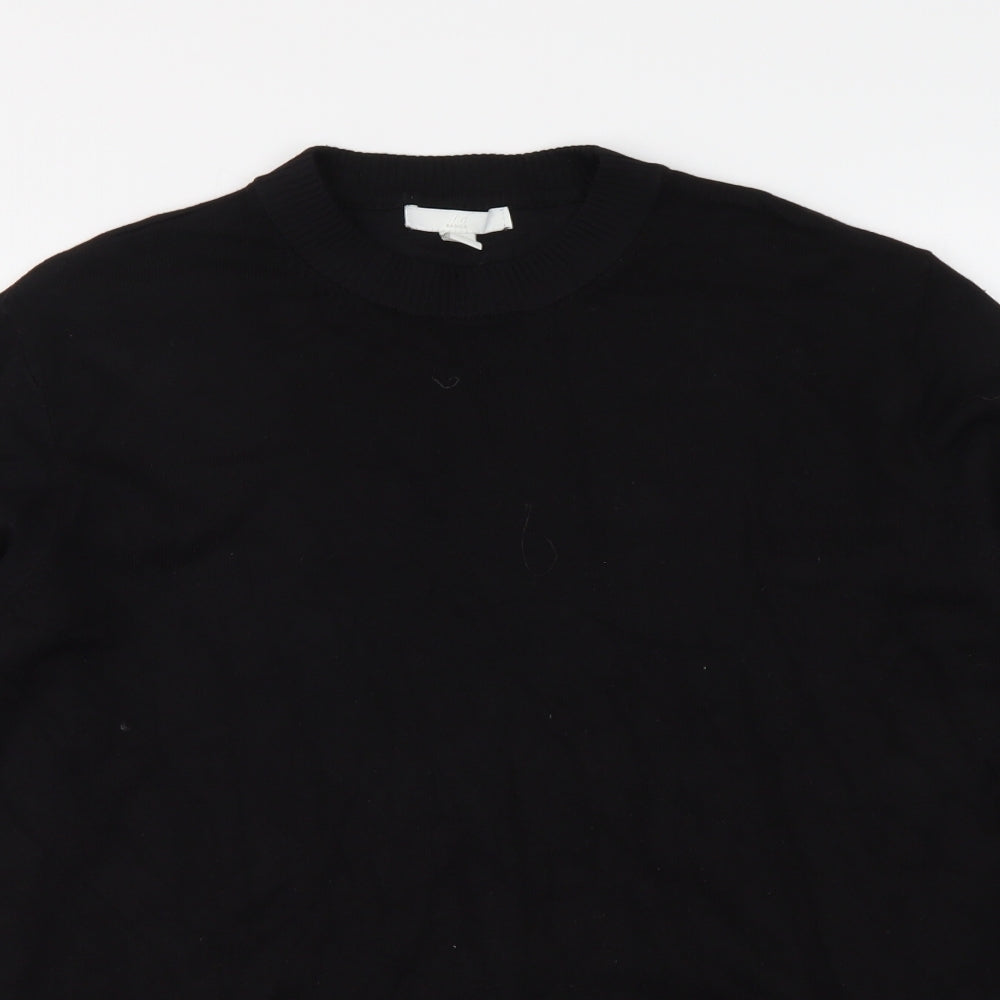 H&M Womens Black Round Neck Viscose Pullover Jumper Size M