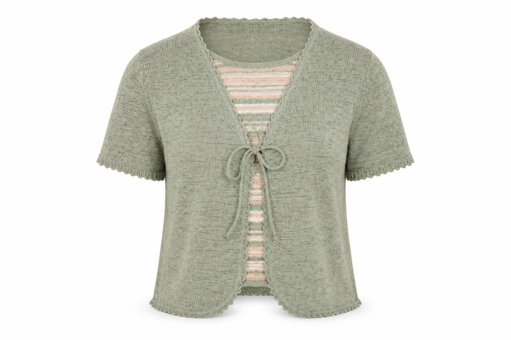 Bonmarché Womens Green Round Neck Striped Acrylic Henley Jumper Size L