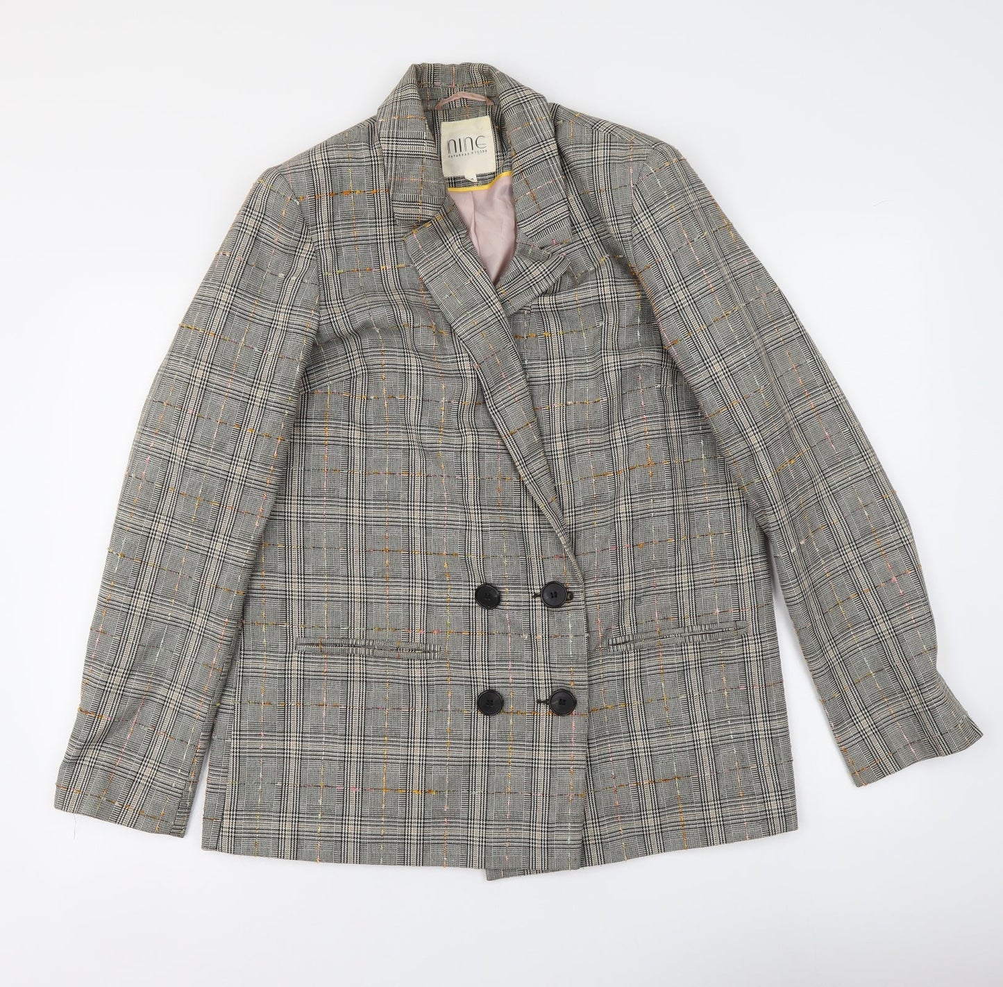 Savanah Miller Womens Grey Plaid Polyester Jacket Suit Jacket Size 14