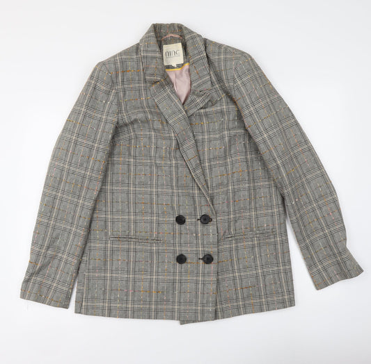 Savanah Miller Womens Grey Plaid Polyester Jacket Suit Jacket Size 14