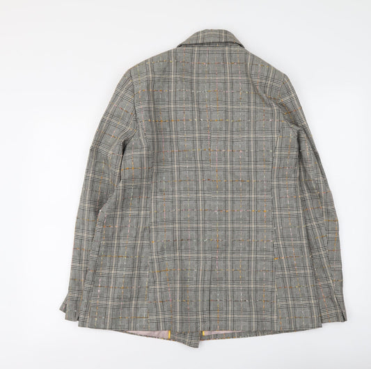 Savanah Miller Womens Grey Plaid Polyester Jacket Suit Jacket Size 14