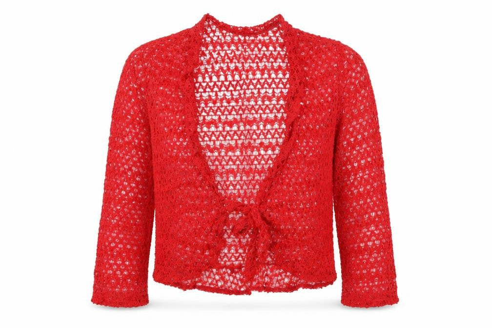 EWM Womens Red V-Neck Polyester Cardigan Jumper Size M