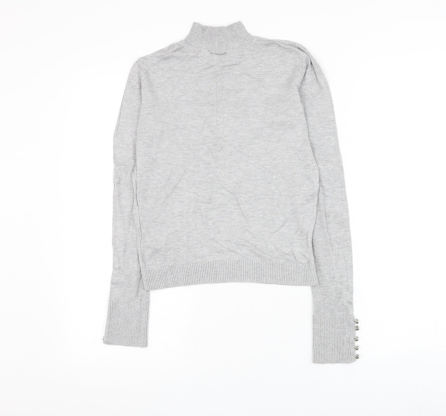 Topshop Womens Grey Mock Neck Viscose Pullover Jumper Size 12