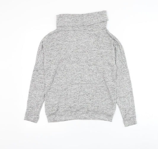H&M Girls Grey Roll Neck Viscose Pullover Jumper Size 11-12 Years Pullover