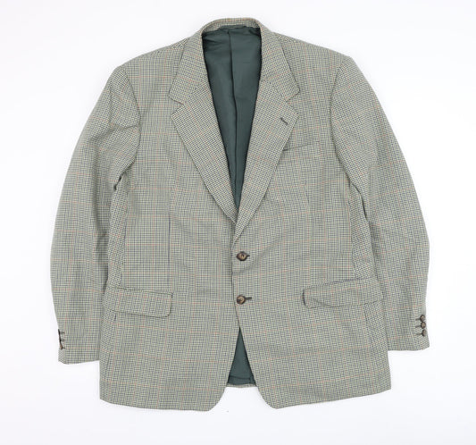 Enrico Gorlani Mens Green Houndstooth Polyester Jacket Suit Jacket Size 44