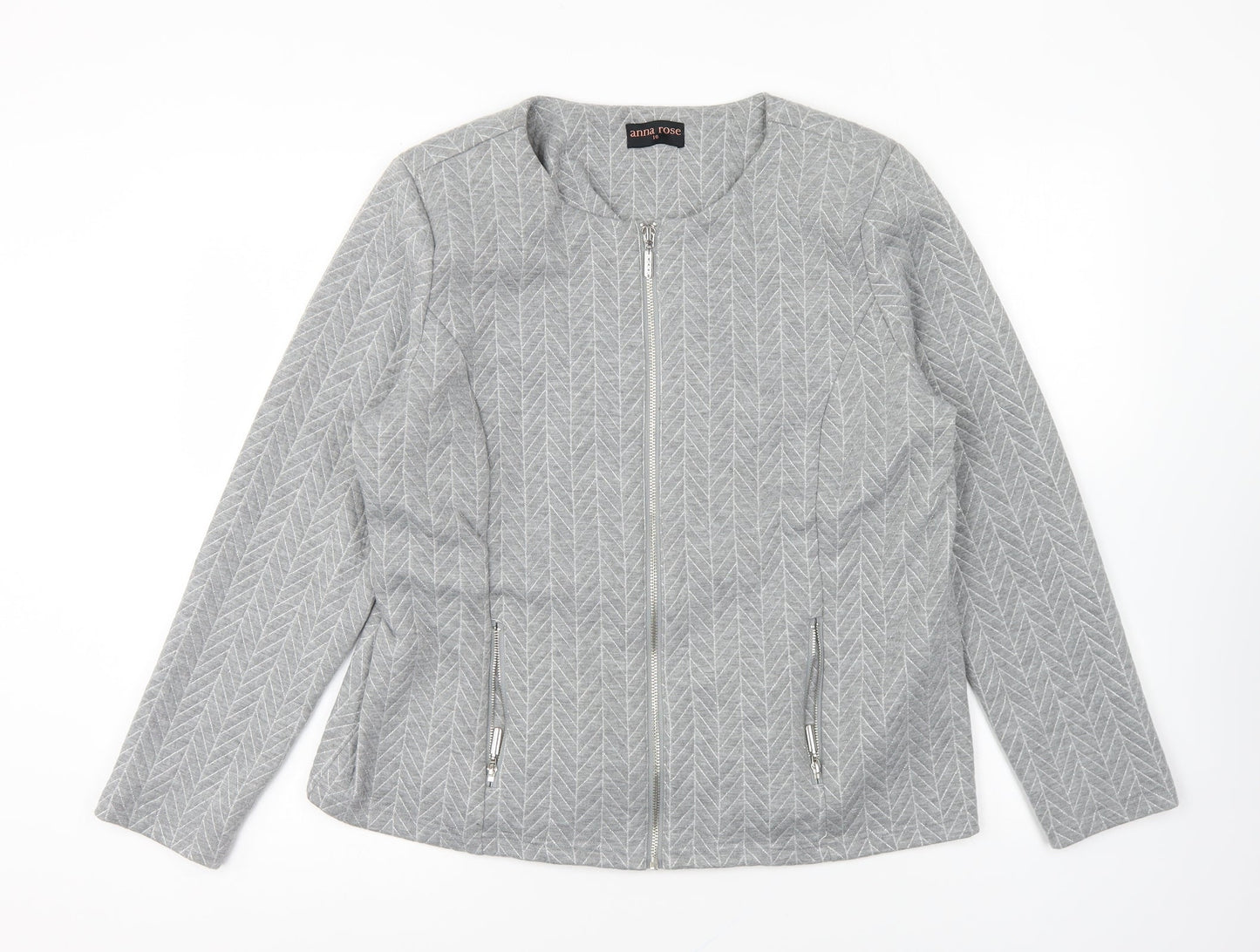 Anna Rose Womens Grey Geometric Jacket Size 16 Zip