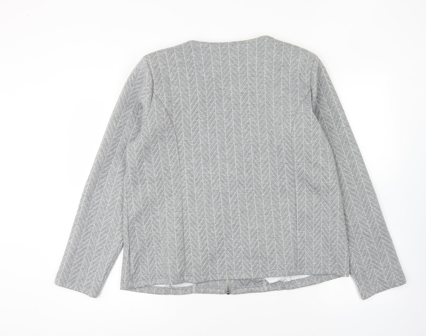 Anna Rose Womens Grey Geometric Jacket Size 16 Zip