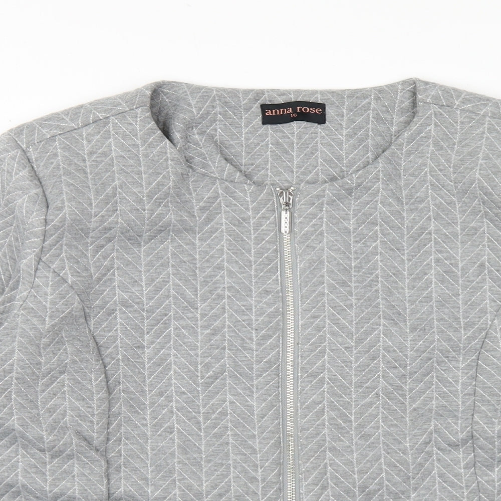 Anna Rose Womens Grey Geometric Jacket Size 16 Zip