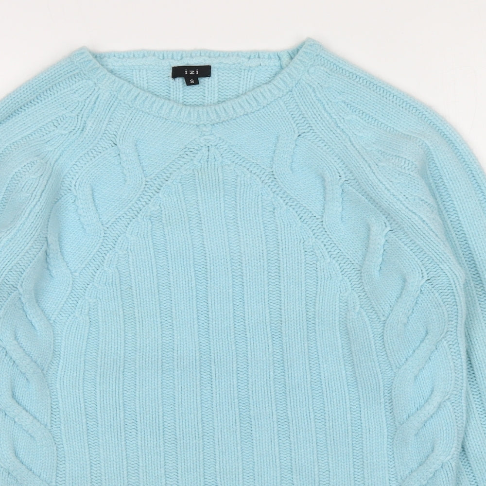 Izi Womens Blue Round Neck Acrylic Pullover Jumper Size S