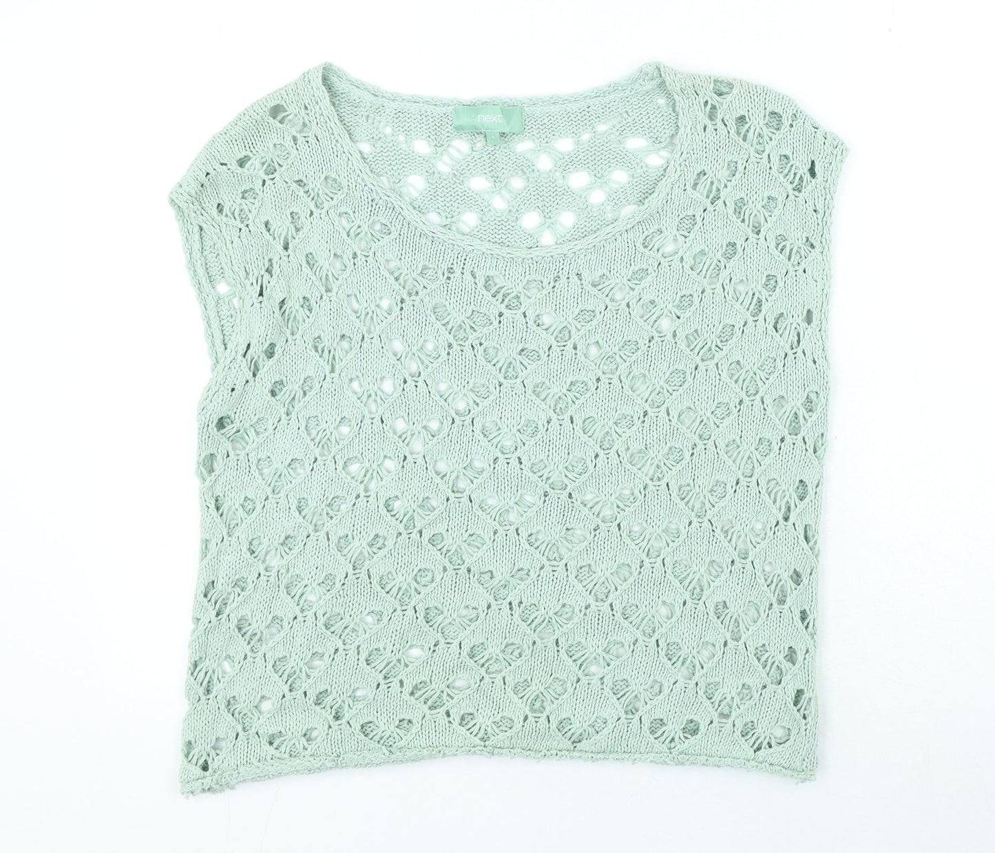 NEXT Womens Green Polyester Basic T-Shirt Size S Round Neck - Open Knit