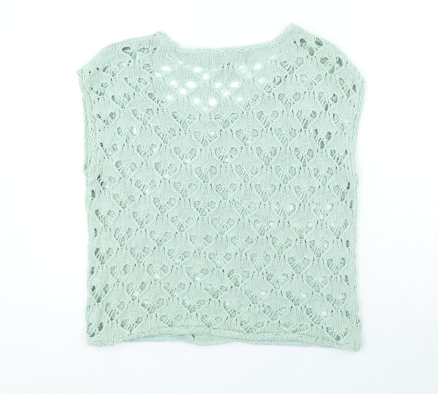 NEXT Womens Green Polyester Basic T-Shirt Size S Round Neck - Open Knit
