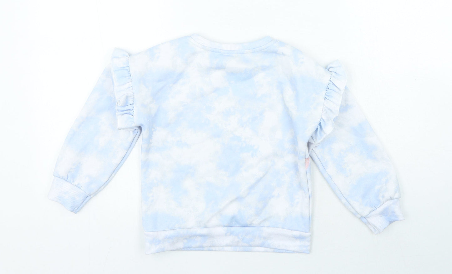 Disney Girls Blue Polyester Pullover Sweatshirt Size 5 Years Pullover - Frozen Tie Dye