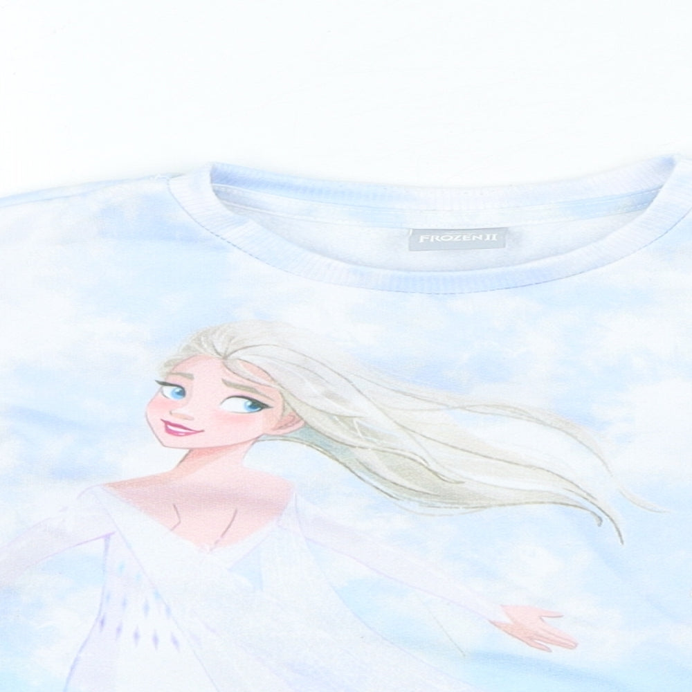 Disney Girls Blue Polyester Pullover Sweatshirt Size 5 Years Pullover - Frozen Tie Dye