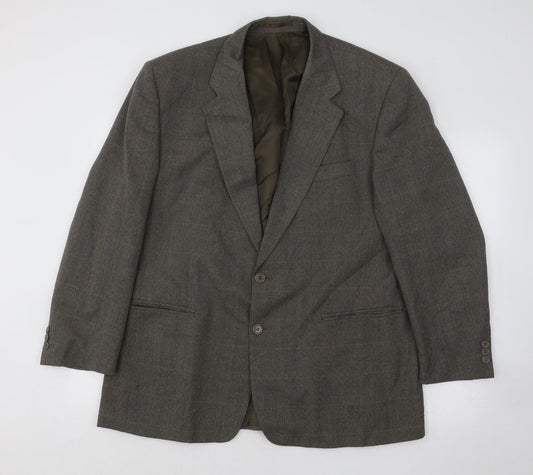 SCOTT Mens Brown Plaid Polyester Jacket Suit Jacket Size 44
