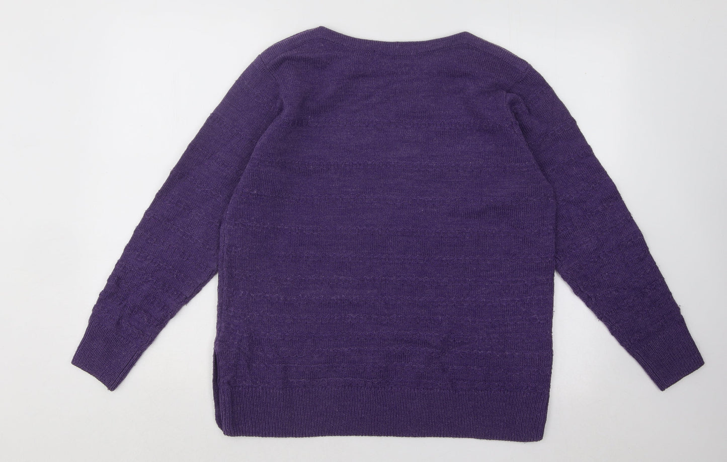 EWM Womens Purple Boat Neck Acrylic Pullover Jumper Size 14