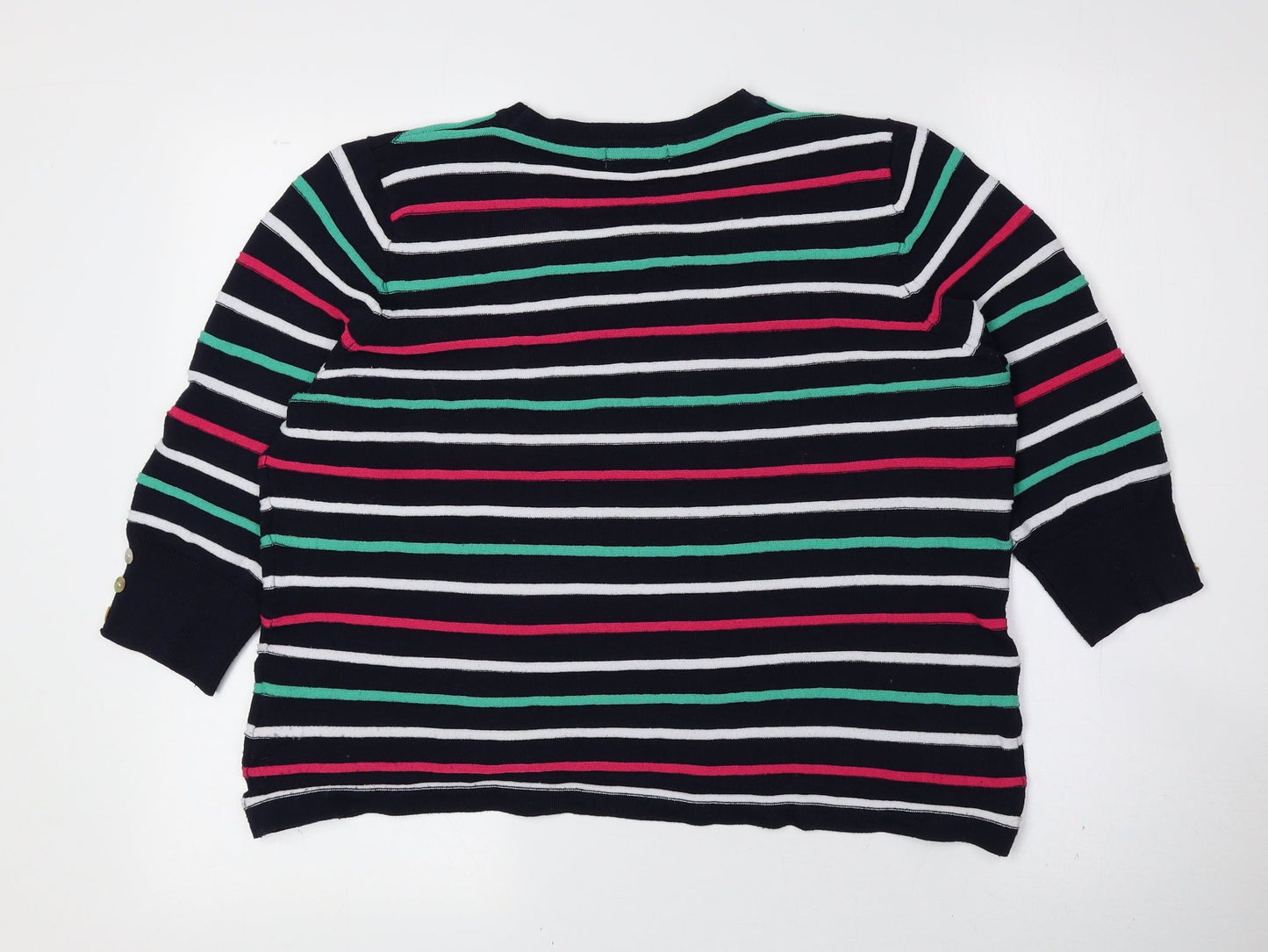 First Avenue Womens Multicoloured Round Neck Striped Polyester Pullover Jumper Size L