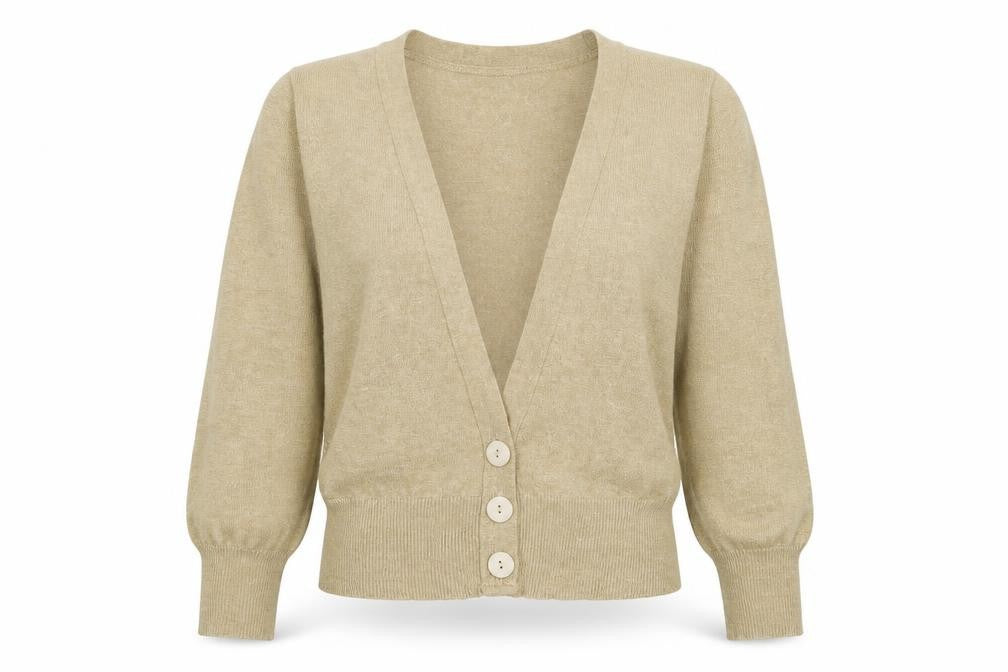 Topshop Womens Beige V-Neck Cotton Cardigan Jumper Size 10