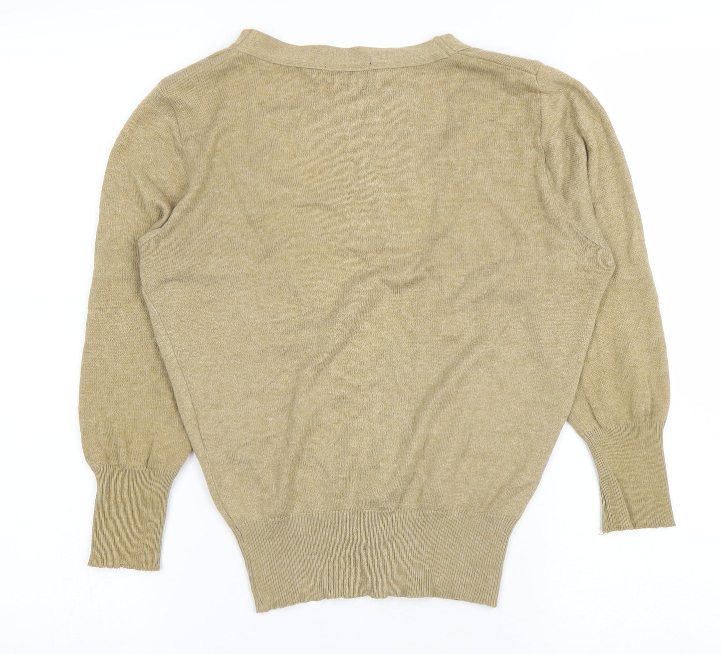 Topshop Womens Beige V-Neck Cotton Cardigan Jumper Size 10
