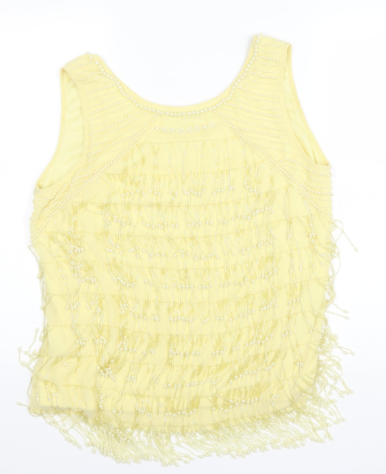 Joanna Hope Womens Yellow Polyester Basic Tank Size 14 Scoop Neck