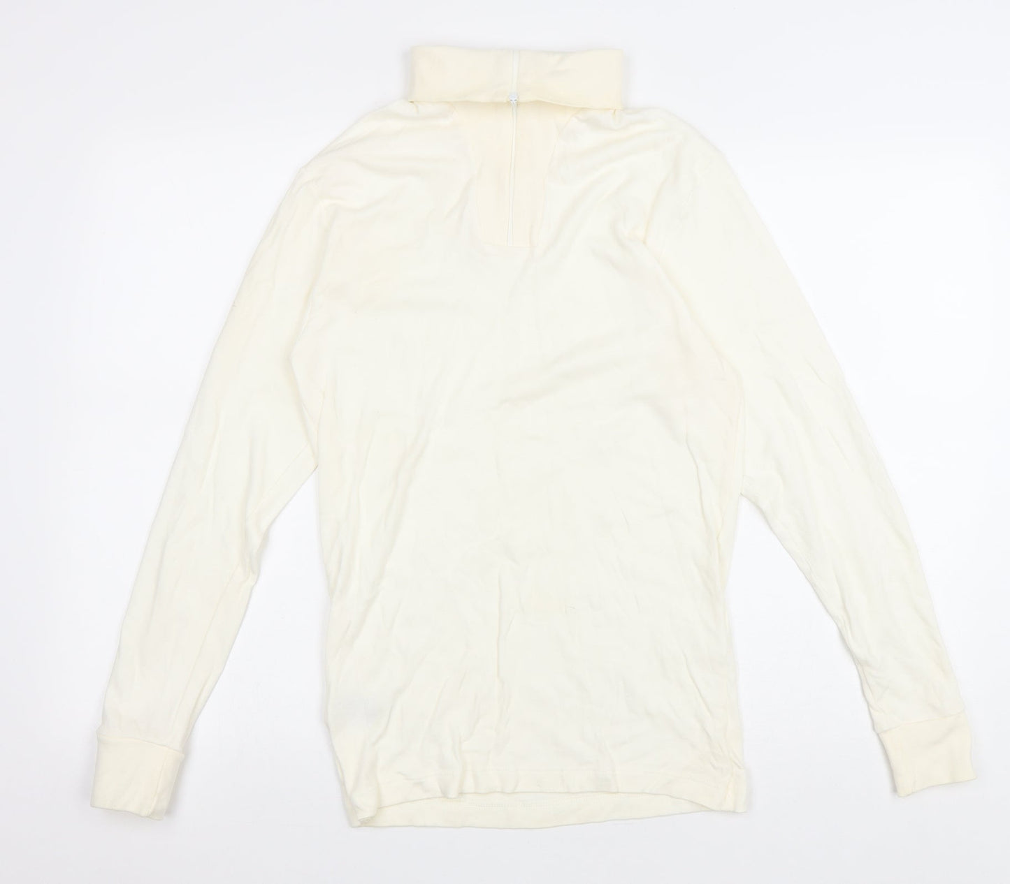 St Michael Womens Ivory Cotton Pullover Sweatshirt Size M Zip