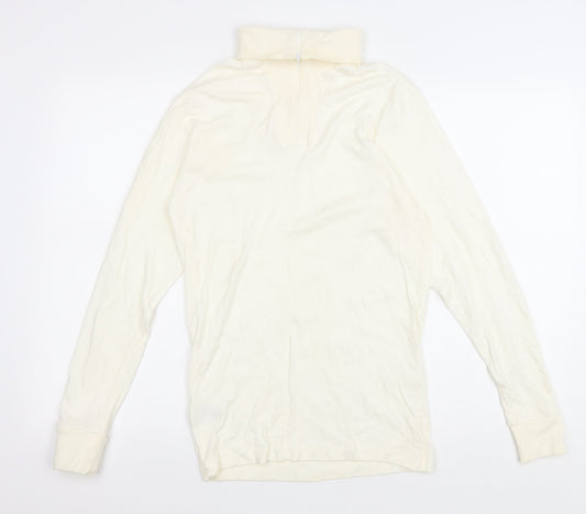 St Michael Womens Ivory Cotton Pullover Sweatshirt Size M Zip