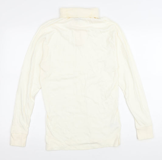 St Michael Womens Ivory Cotton Pullover Sweatshirt Size M Zip