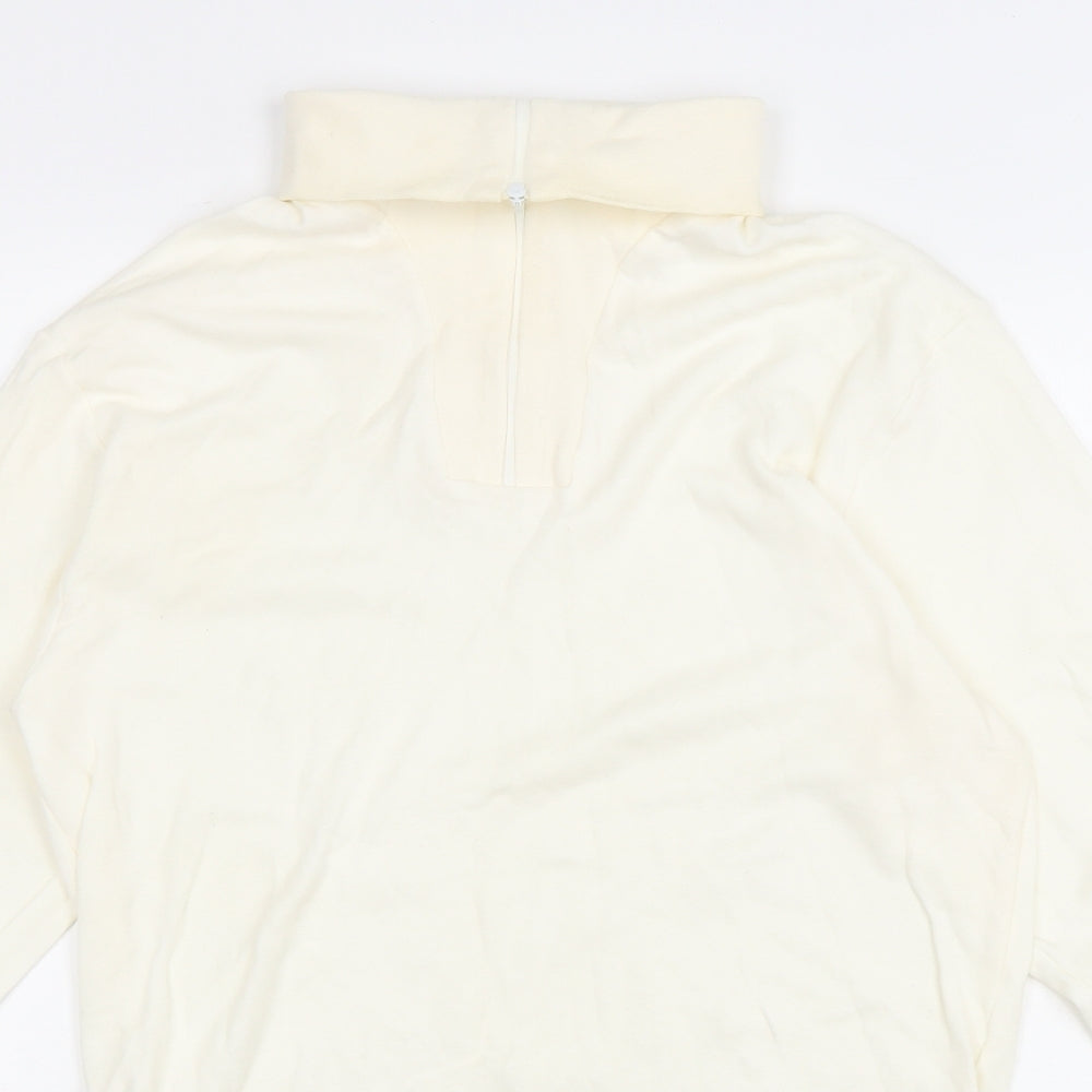 St Michael Womens Ivory Cotton Pullover Sweatshirt Size M Zip