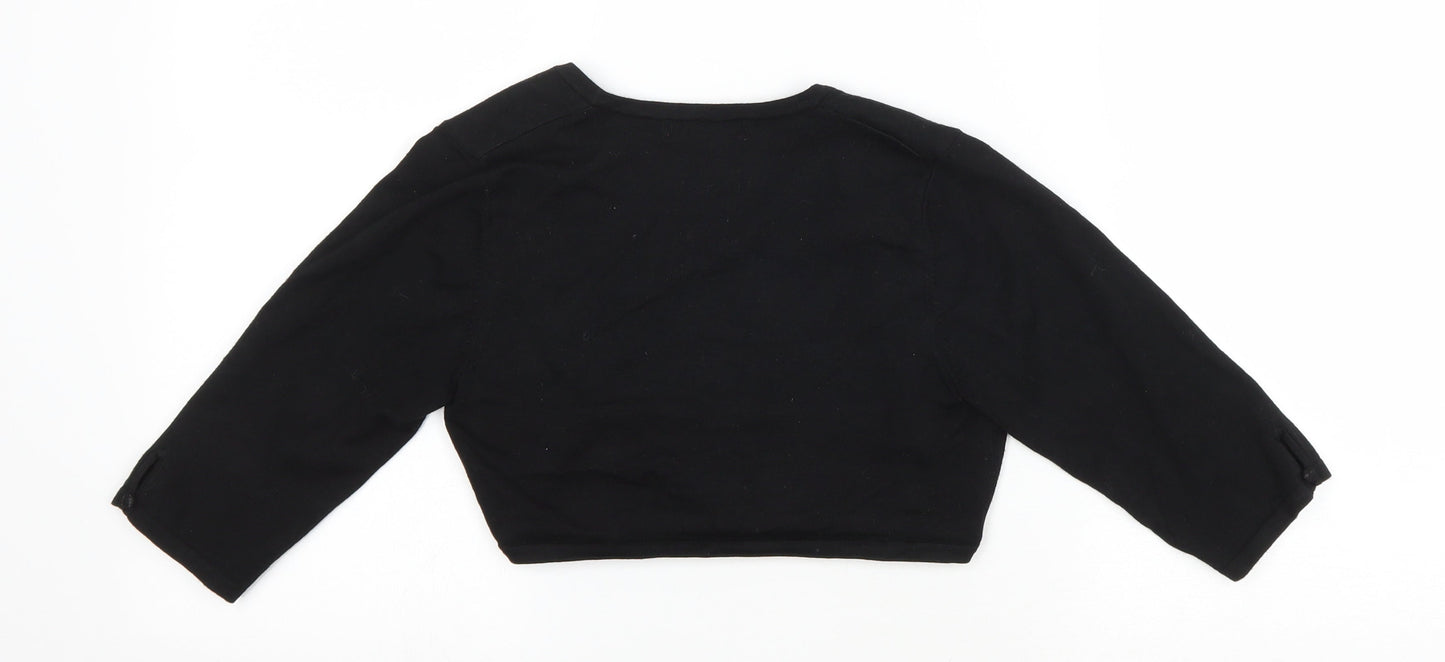 Monsoon Womens Black V-Neck Polyester Shrug Jumper Size 10