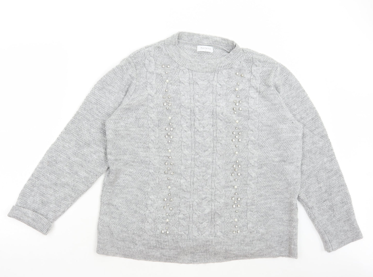 Matalan Womens Grey Round Neck Acrylic Pullover Jumper Size L