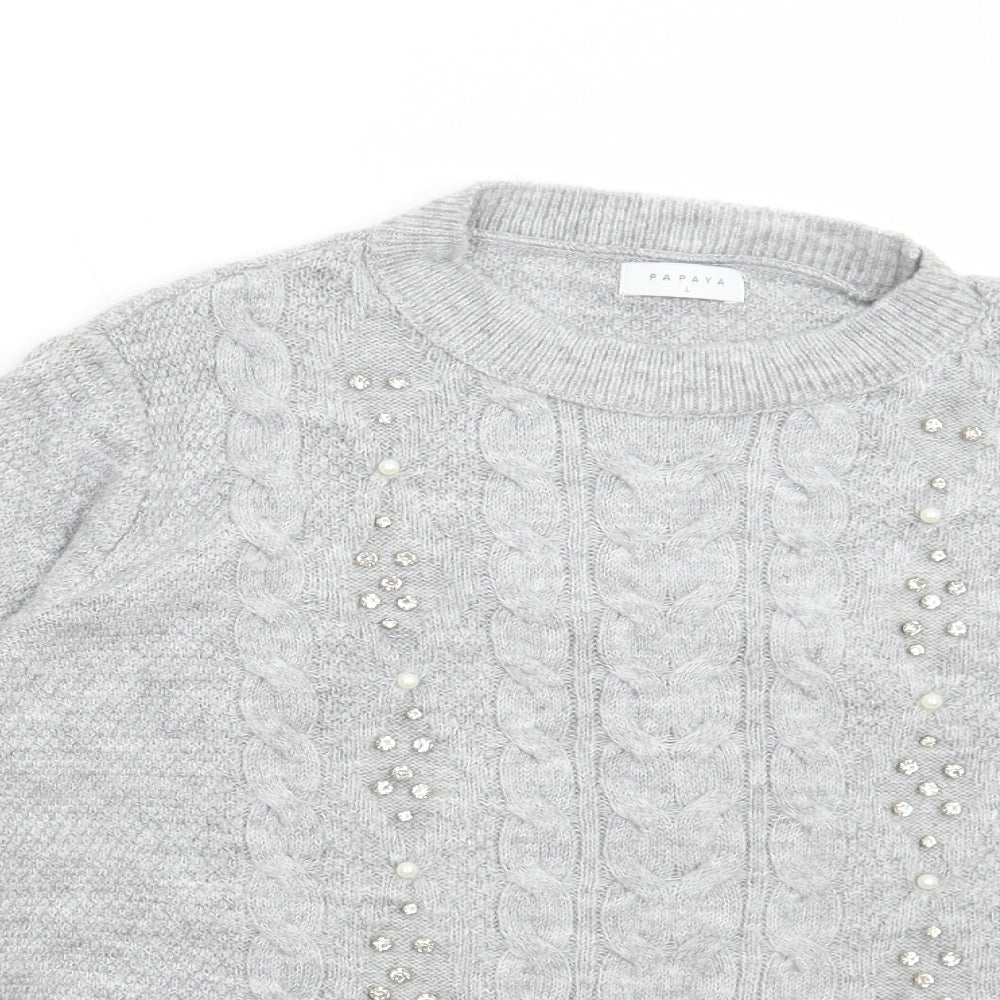 Matalan Womens Grey Round Neck Acrylic Pullover Jumper Size L