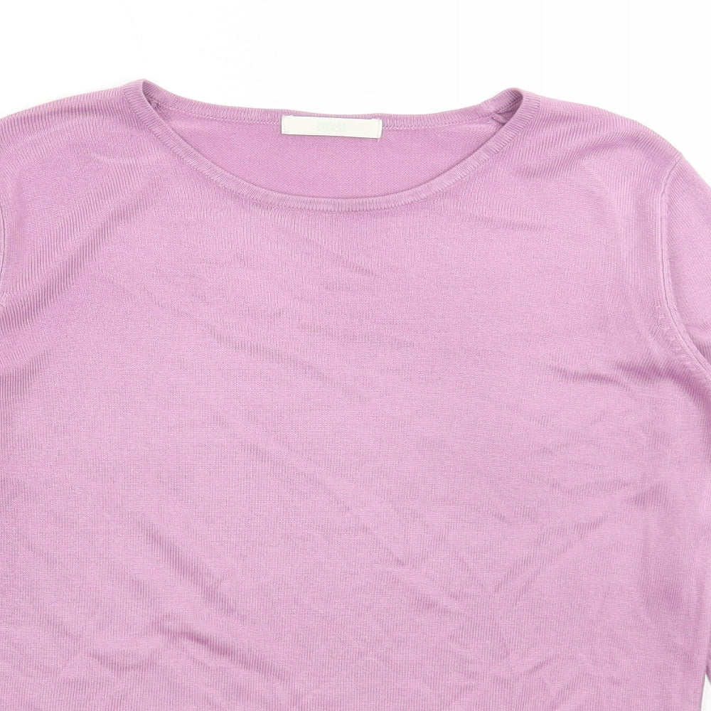 Marks and Spencer Womens Purple Round Neck Acrylic Pullover Jumper Size 8