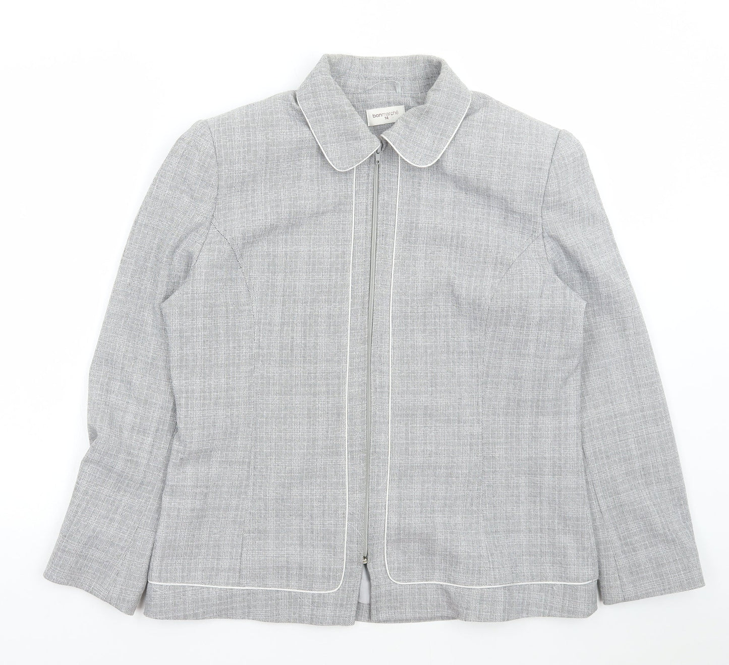 Bonmarché Womens Grey Jacket Size 14 Zip