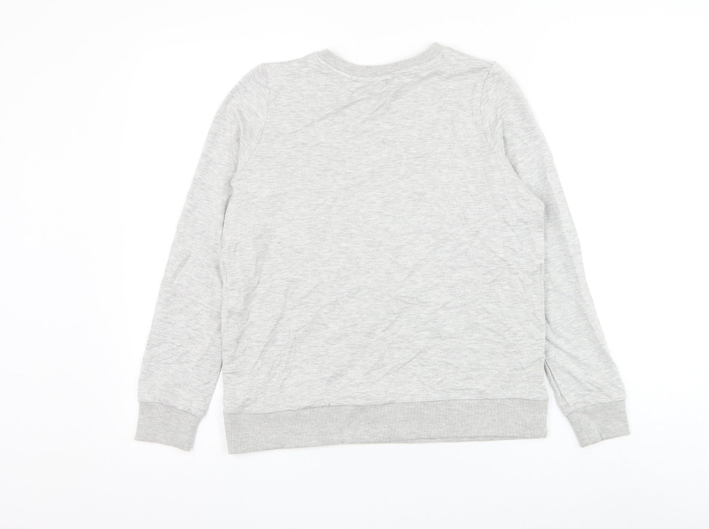 TU Womens Grey Cotton Pullover Sweatshirt Size 8 Pullover - Leopard Print Lips