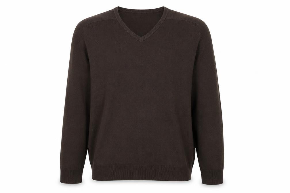 Marks and Spencer Mens Brown V-Neck Acrylic Pullover Jumper Size M
