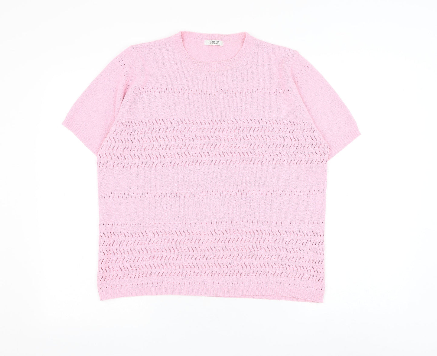 Berkertex Womens Pink Round Neck Acrylic Pullover Jumper Size 14