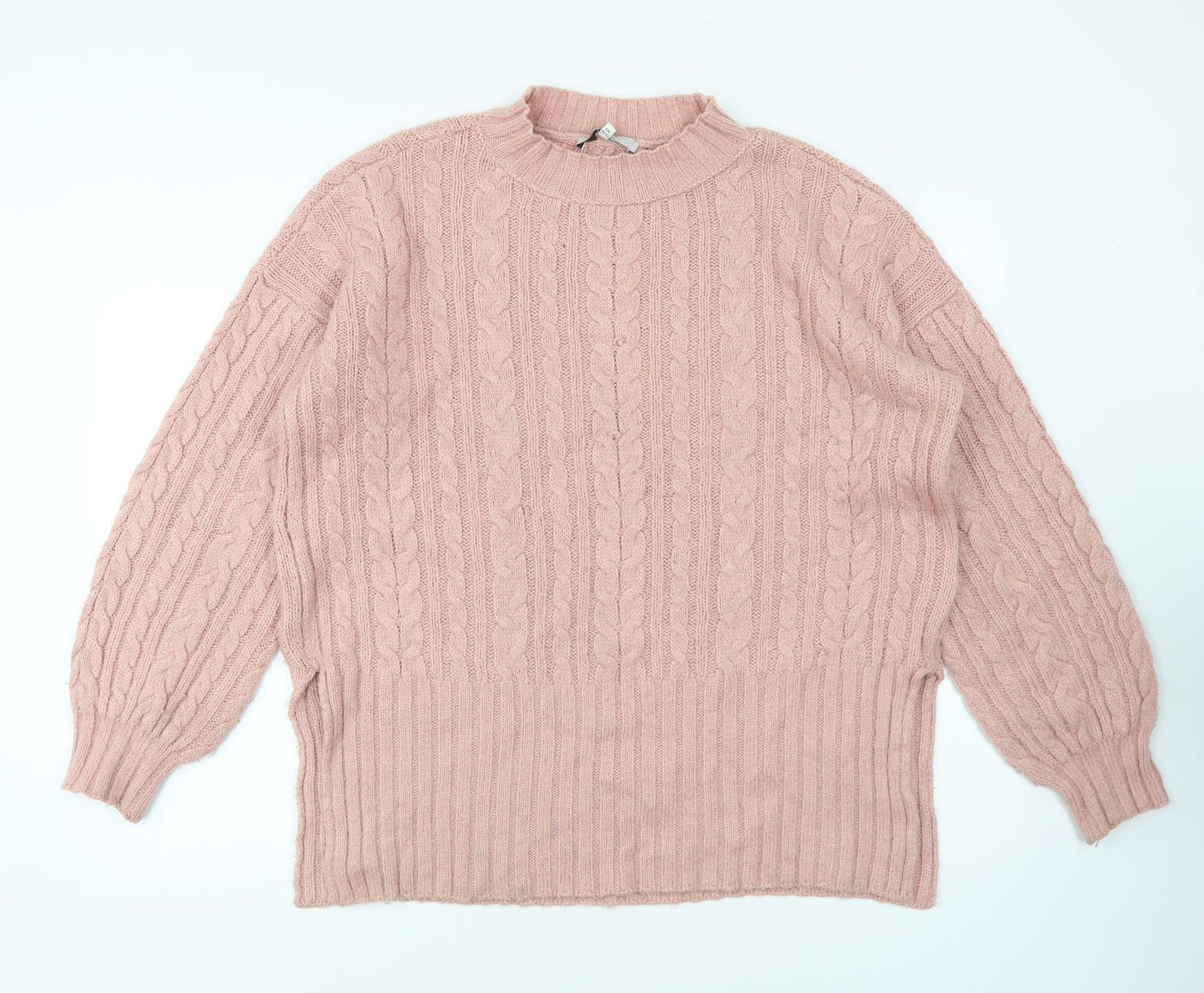 NEXT Womens Pink Mock Neck Acrylic Pullover Jumper Size M