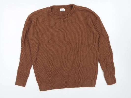 Cotton On Mens Brown Round Neck Acrylic Pullover Jumper Size M