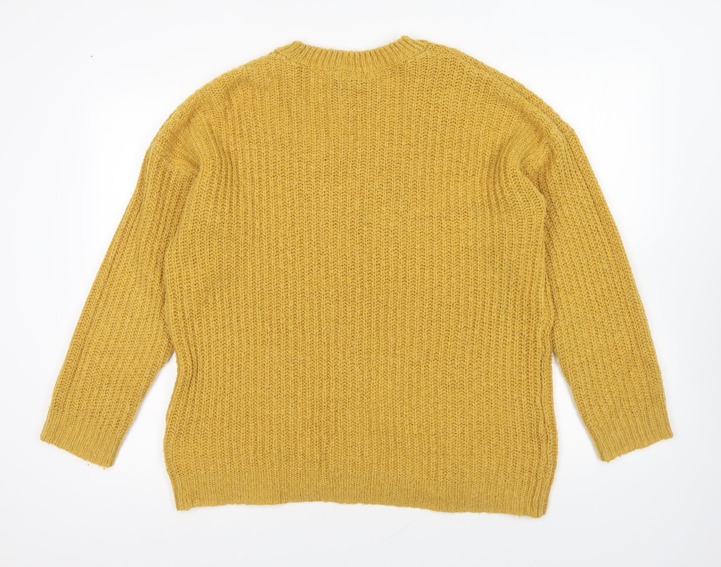 New Look Womens Yellow Round Neck Acrylic Pullover Jumper Size M