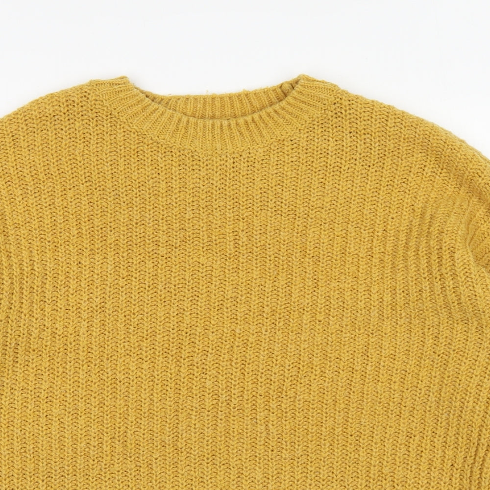 New Look Womens Yellow Round Neck Acrylic Pullover Jumper Size M