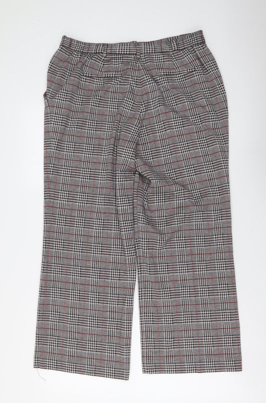 Damart Womens Grey Plaid Polyester Trousers Size 18 L27 in Regular Button