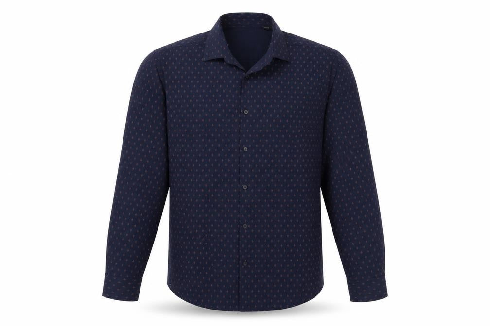 Burton Mens Blue Geometric Polyester Button-Up Size 16 Collared Button