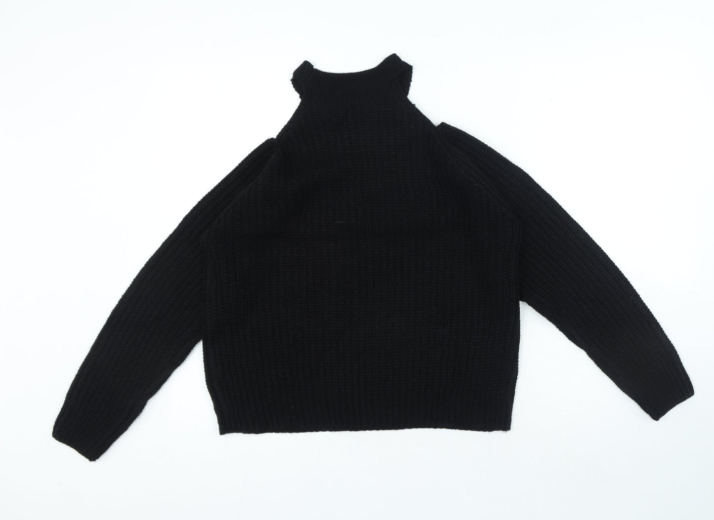 PEP&CO Womens Black Crew Neck Acrylic Pullover Jumper Size M - Cut Out Sholouder
