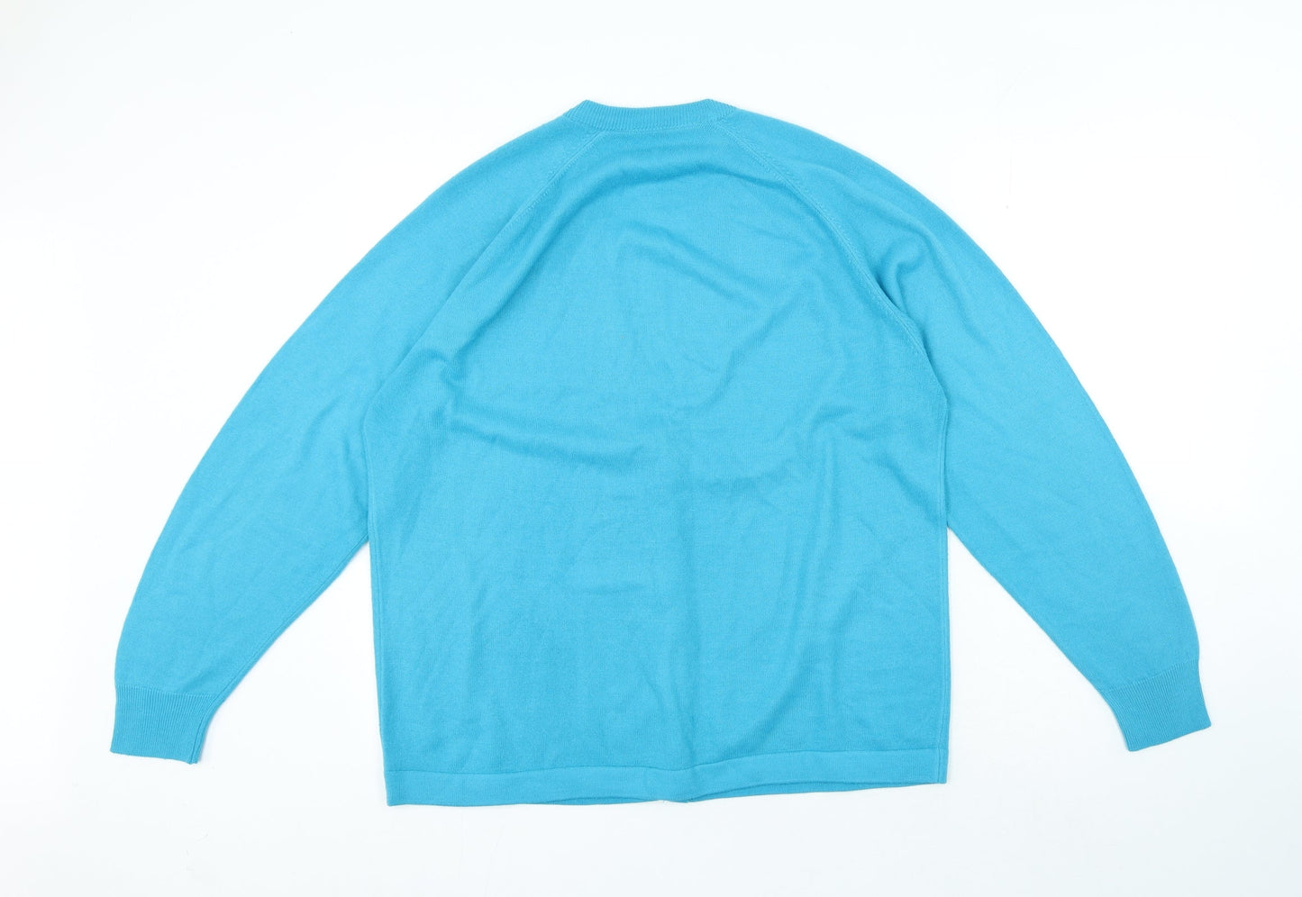 Preworn Womens Blue V-Neck Acrylic Cardigan Jumper Size L