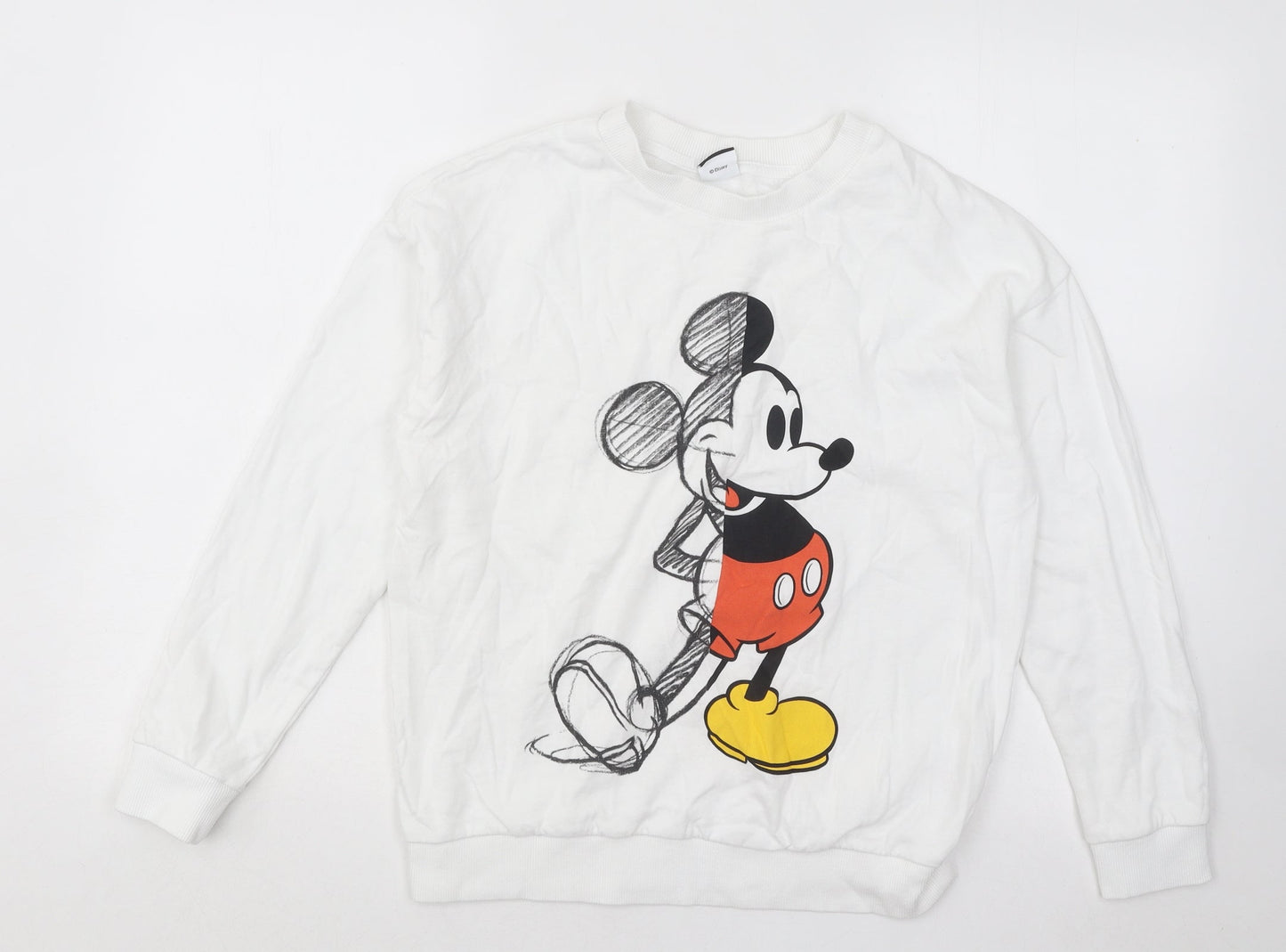 George Womens White Cotton Pullover Sweatshirt Size 8 Pullover - Mickey Mouse