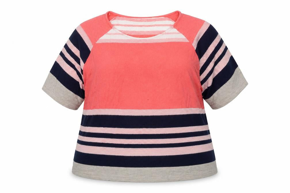 Marks and Spencer Womens Multicoloured Round Neck Striped Cotton Pullover Jumper Size 16