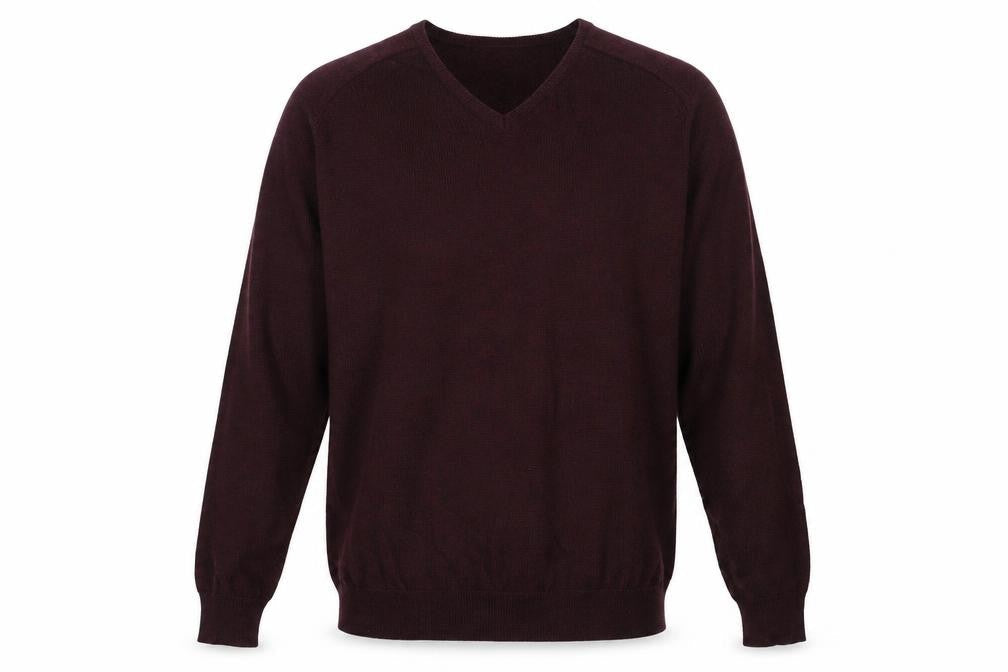 New Look Mens Red V-Neck Acrylic Pullover Jumper Size L